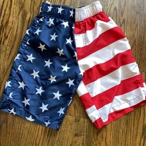 Boys American flag swimming trunks